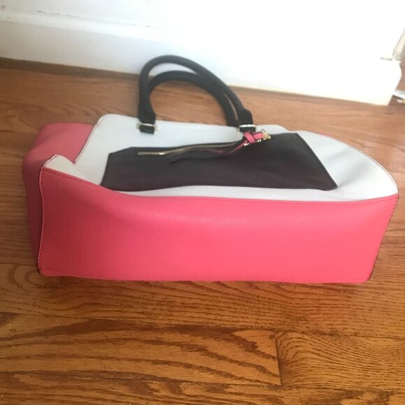 Apt. 9 Pink White Black Color Block Satchel Handbag Purse - Picture 6 of 8